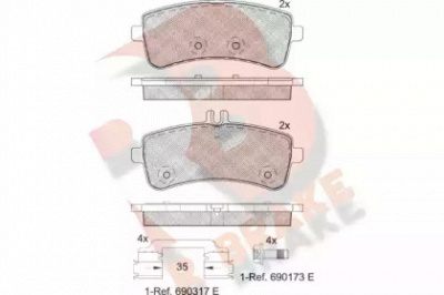 R BRAKE rb2145 -  Комплект тормозных колодок, дисковый тормоз